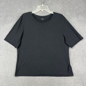 Garnet Hill T-Shirt Women XL Black Organic Pima Cotton Tencel Crew Basic Tee